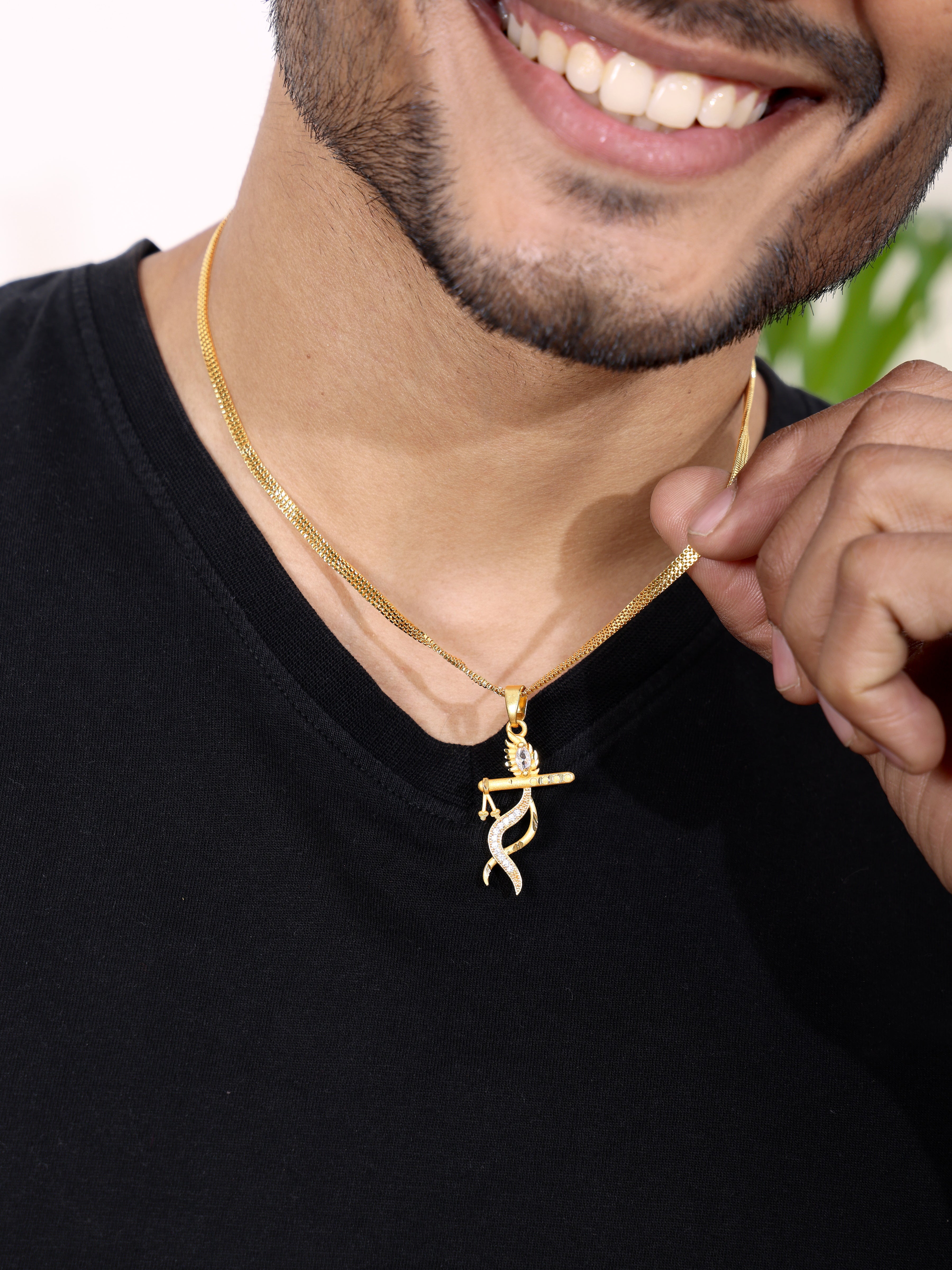 Golden Pendant with a Joyful Smile