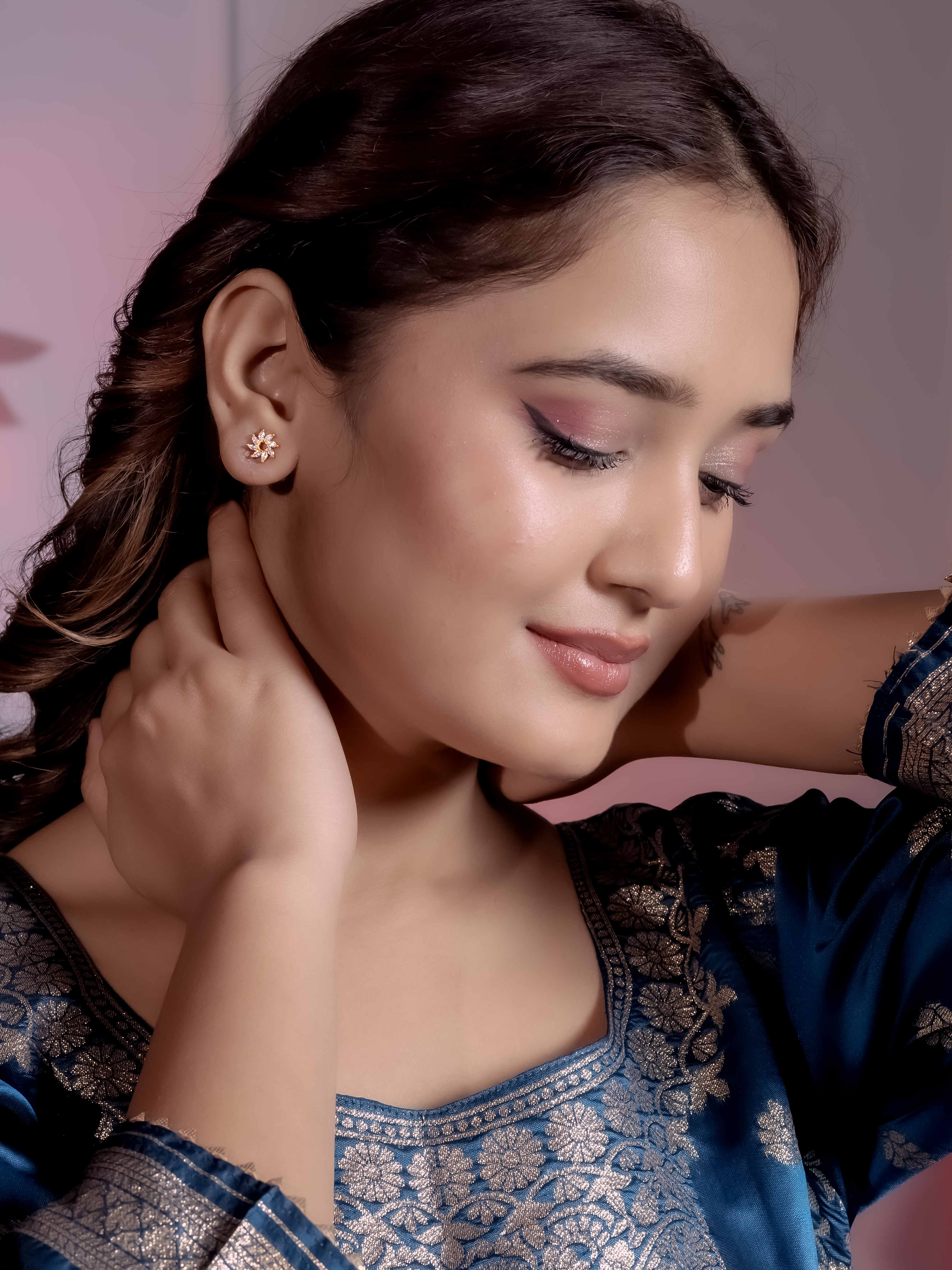 Designer Round Stud Tassel Earrings