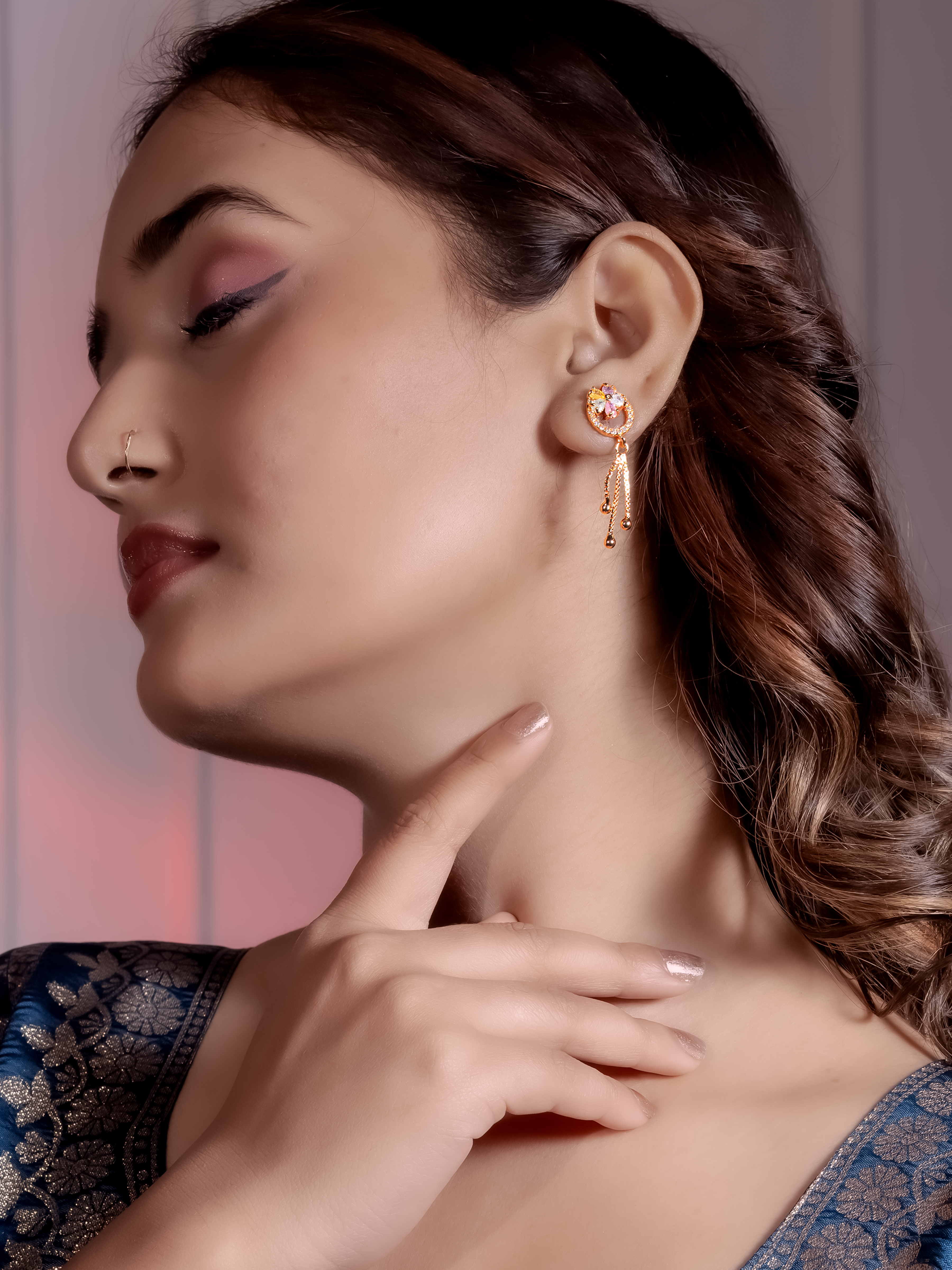 Premium Stone-Studded Drop Earrings