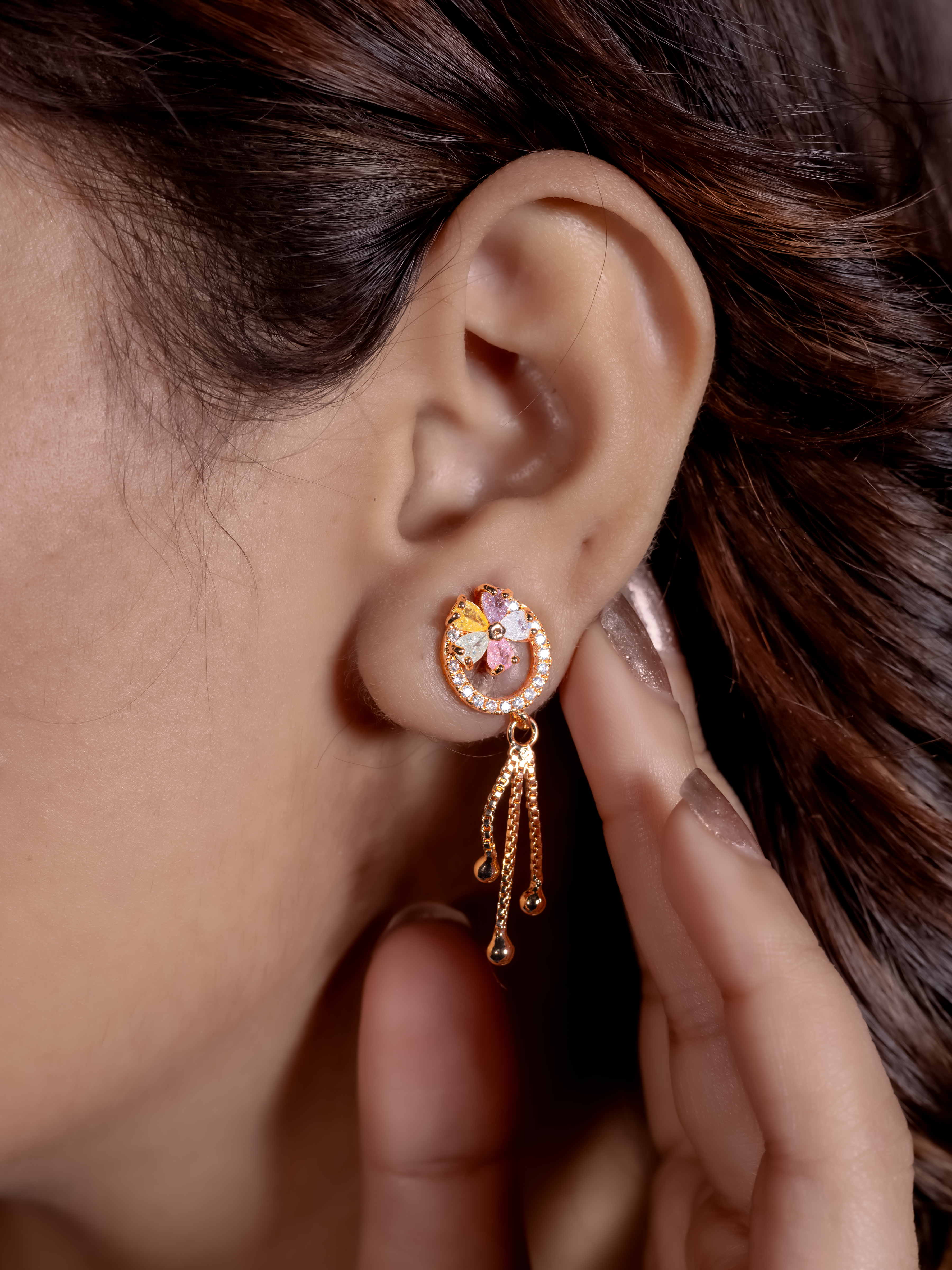 Premium Stone-Studded Drop Earrings