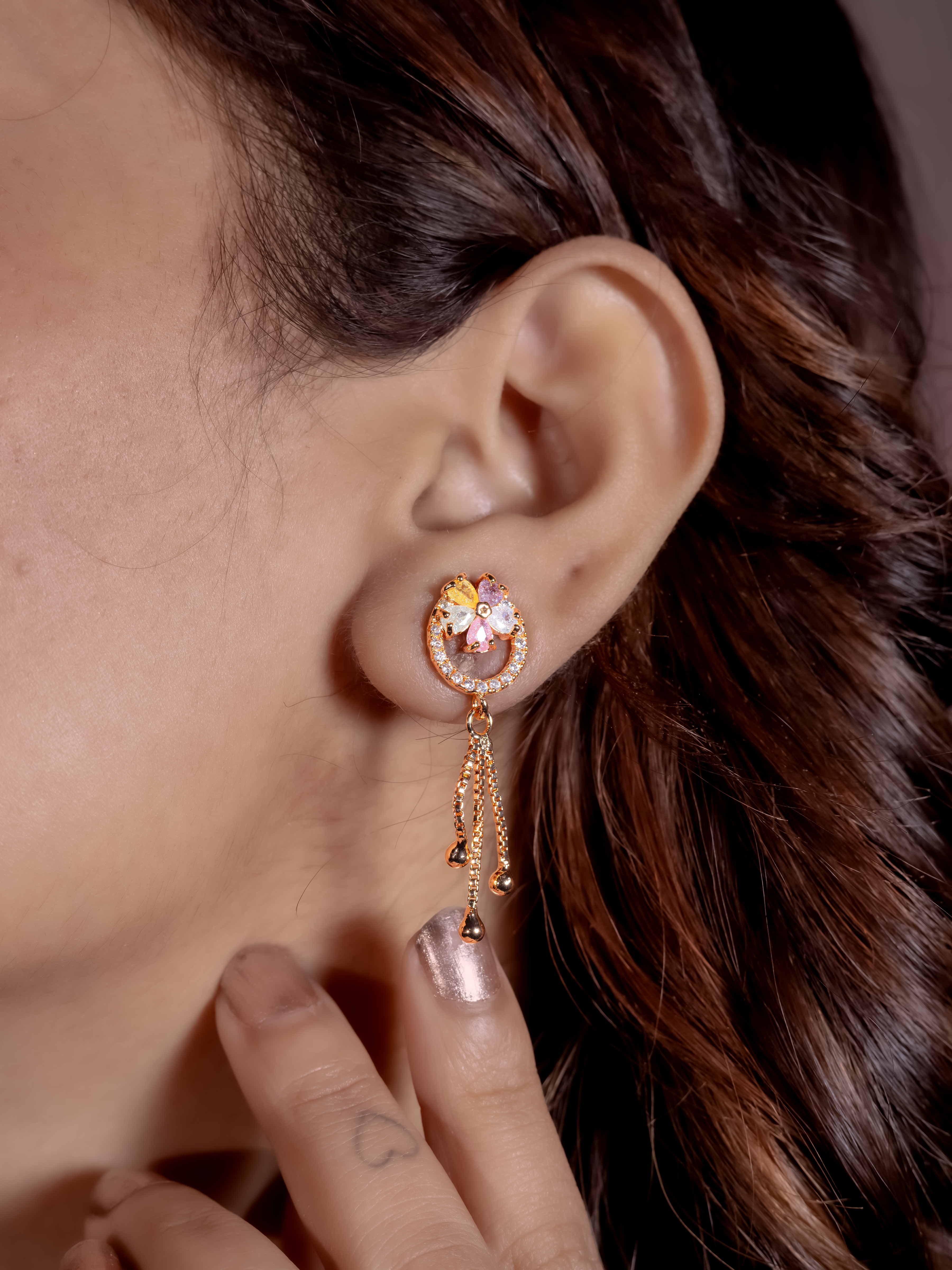 Premium Stone-Studded Drop Earrings