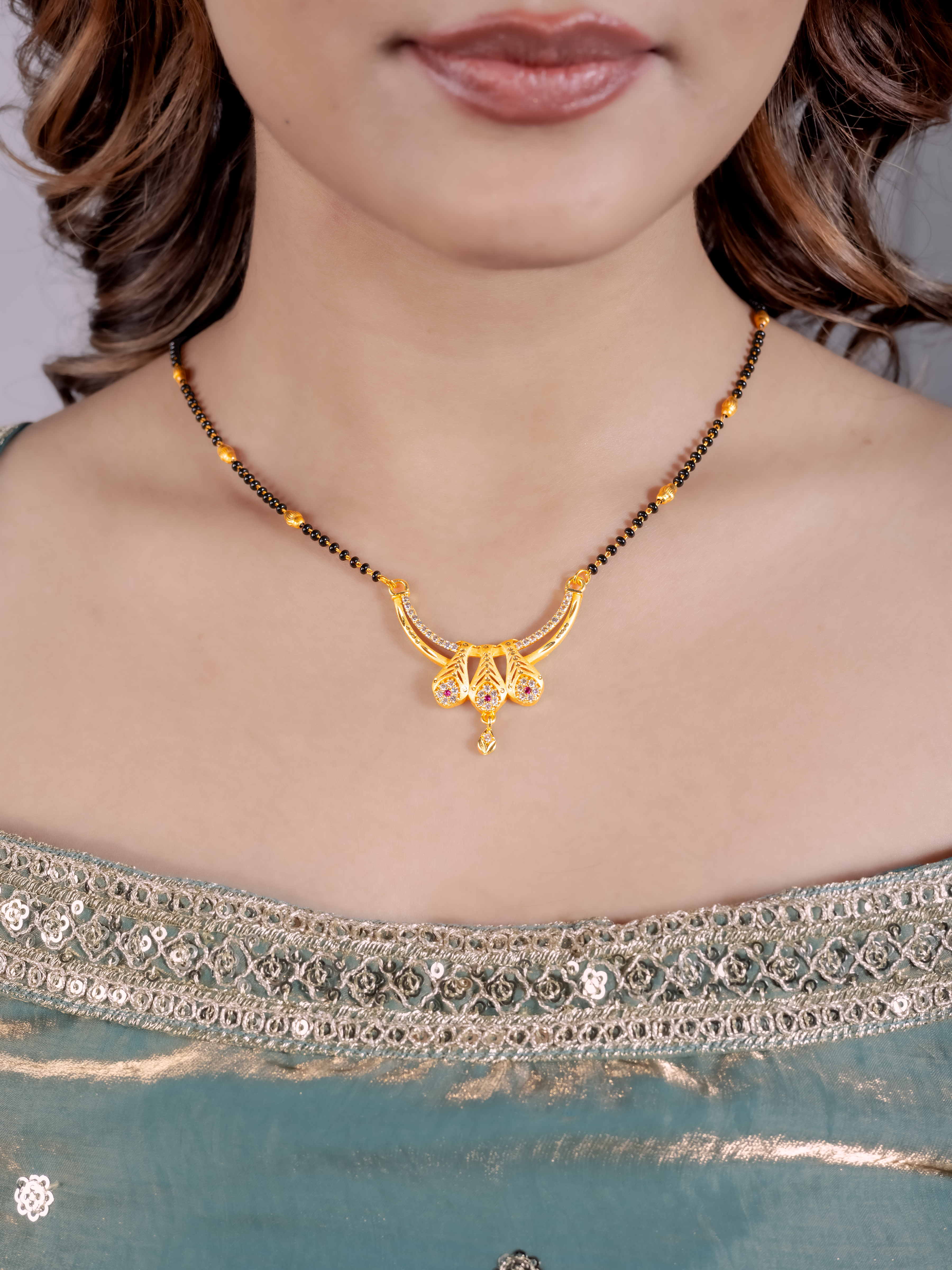Designer Gold Mangalsutra with Drop Charm