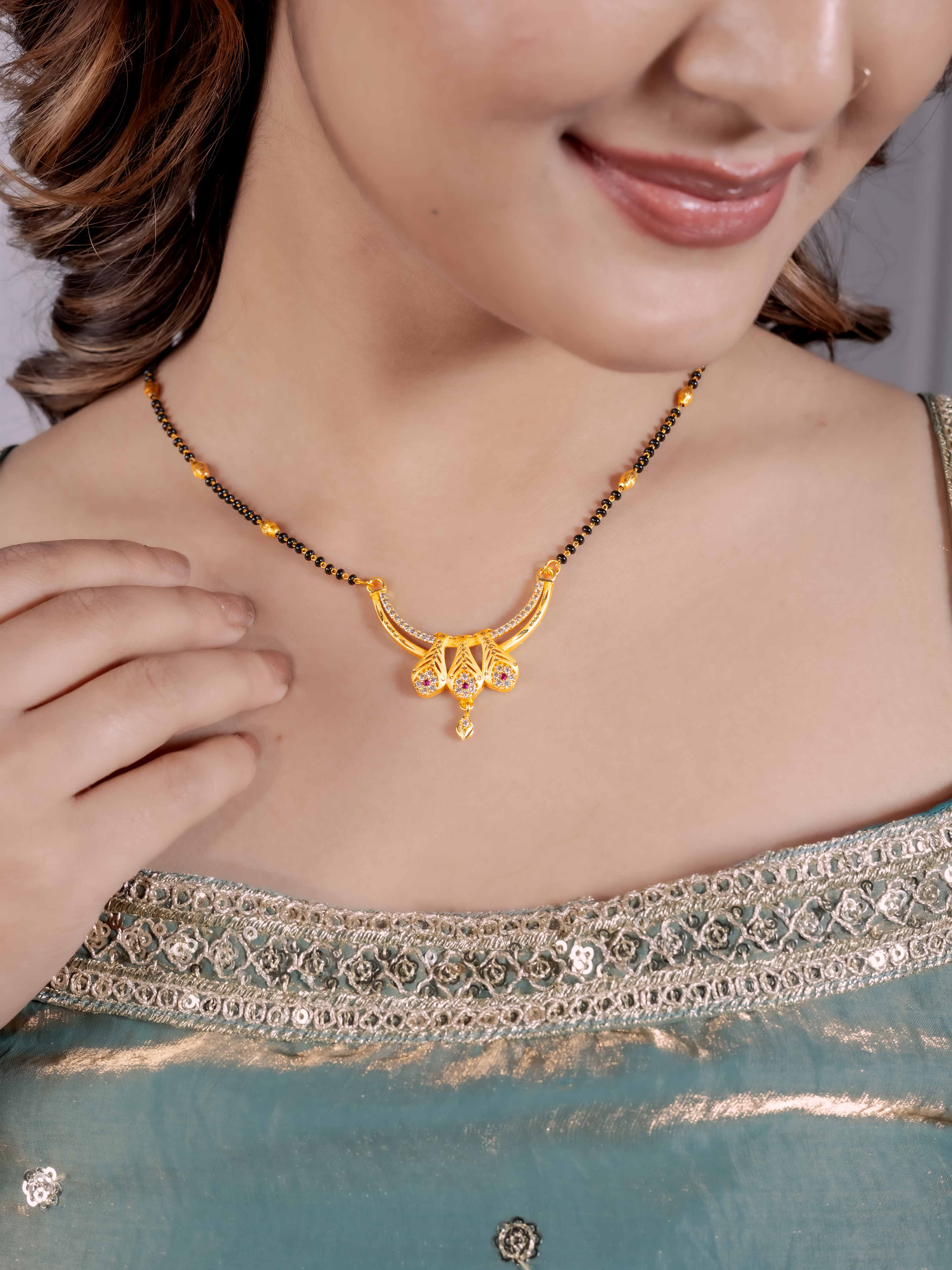 Designer Gold Mangalsutra with Drop Charm