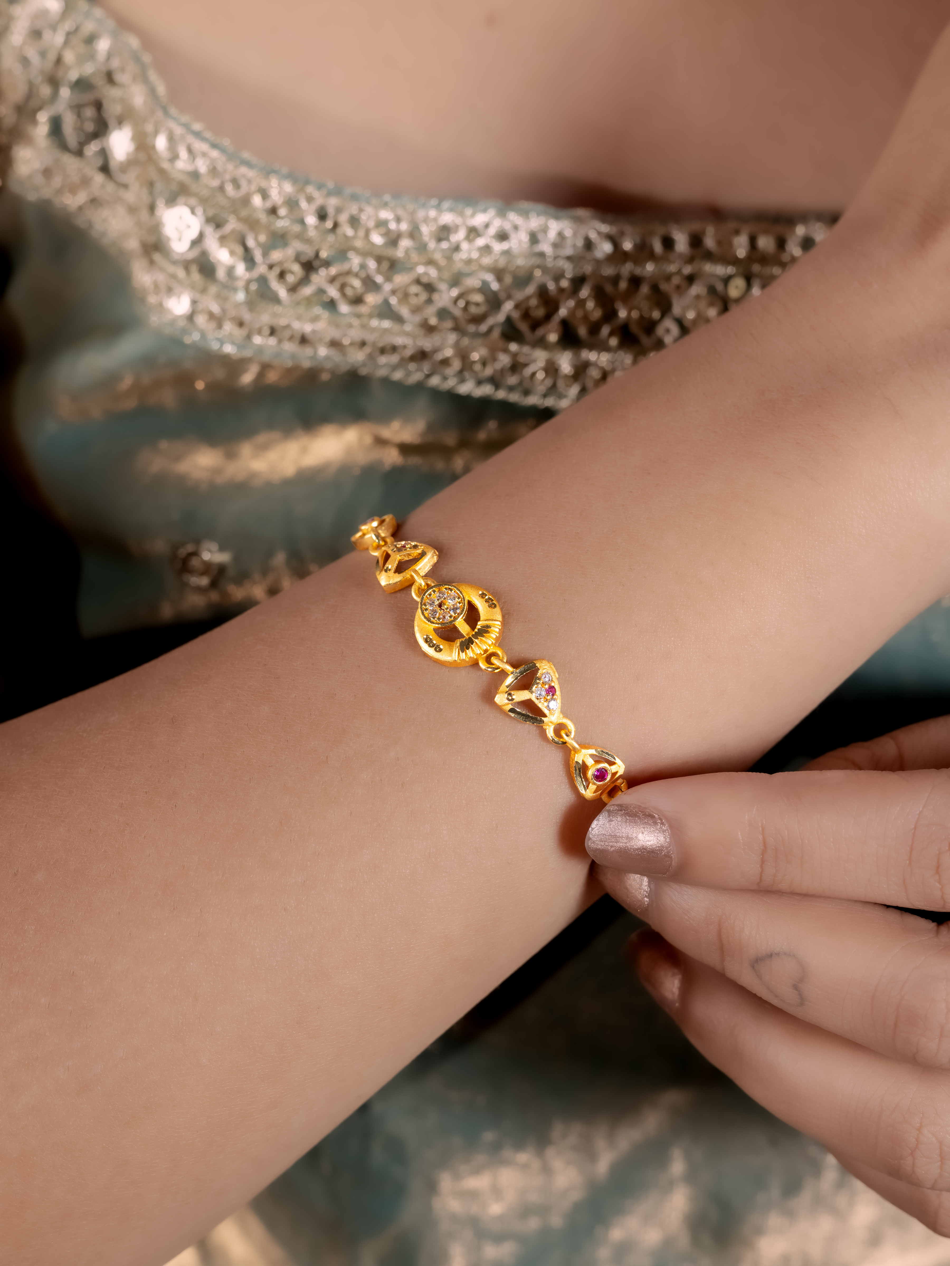 Radiant Elegance Gold Charm Bracelet