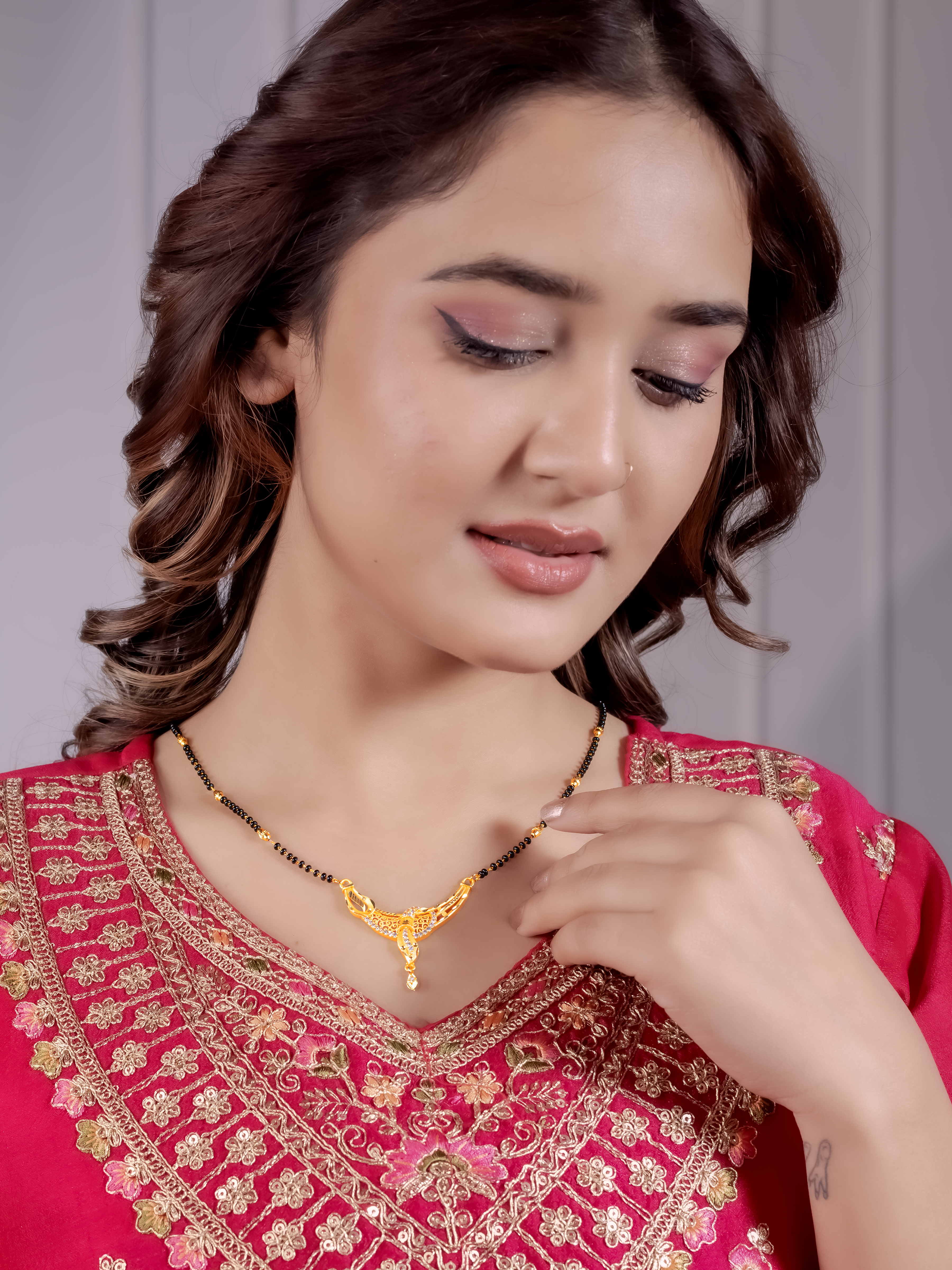 Traditional Indian Mangalsutra with Stone Pendant