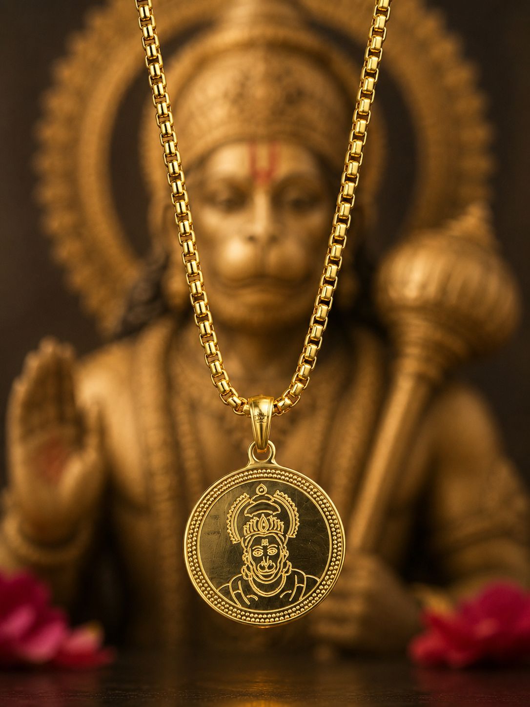 Gold Plated Hanumanji Pendant With Chain