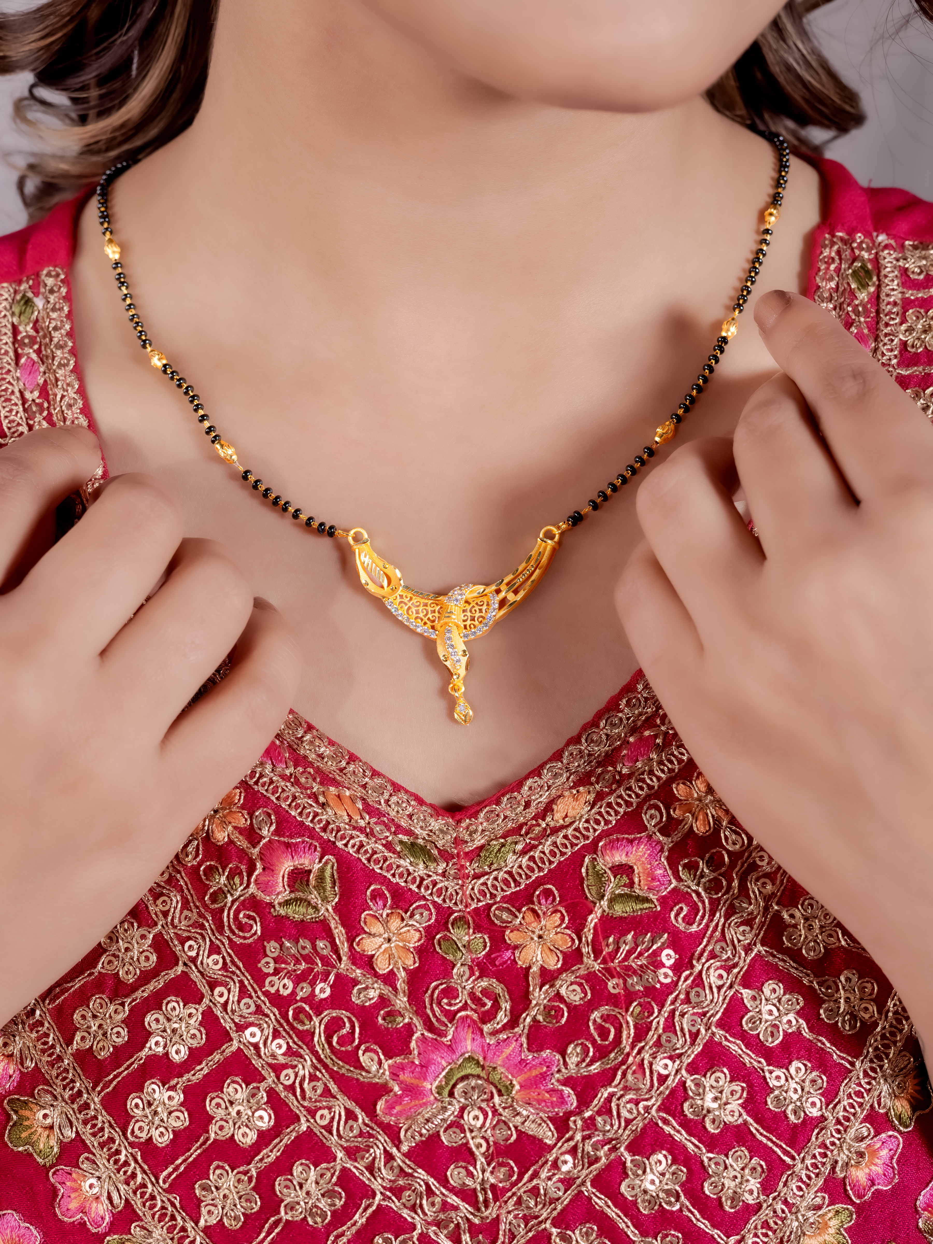 Traditional Indian Mangalsutra with Stone Pendant