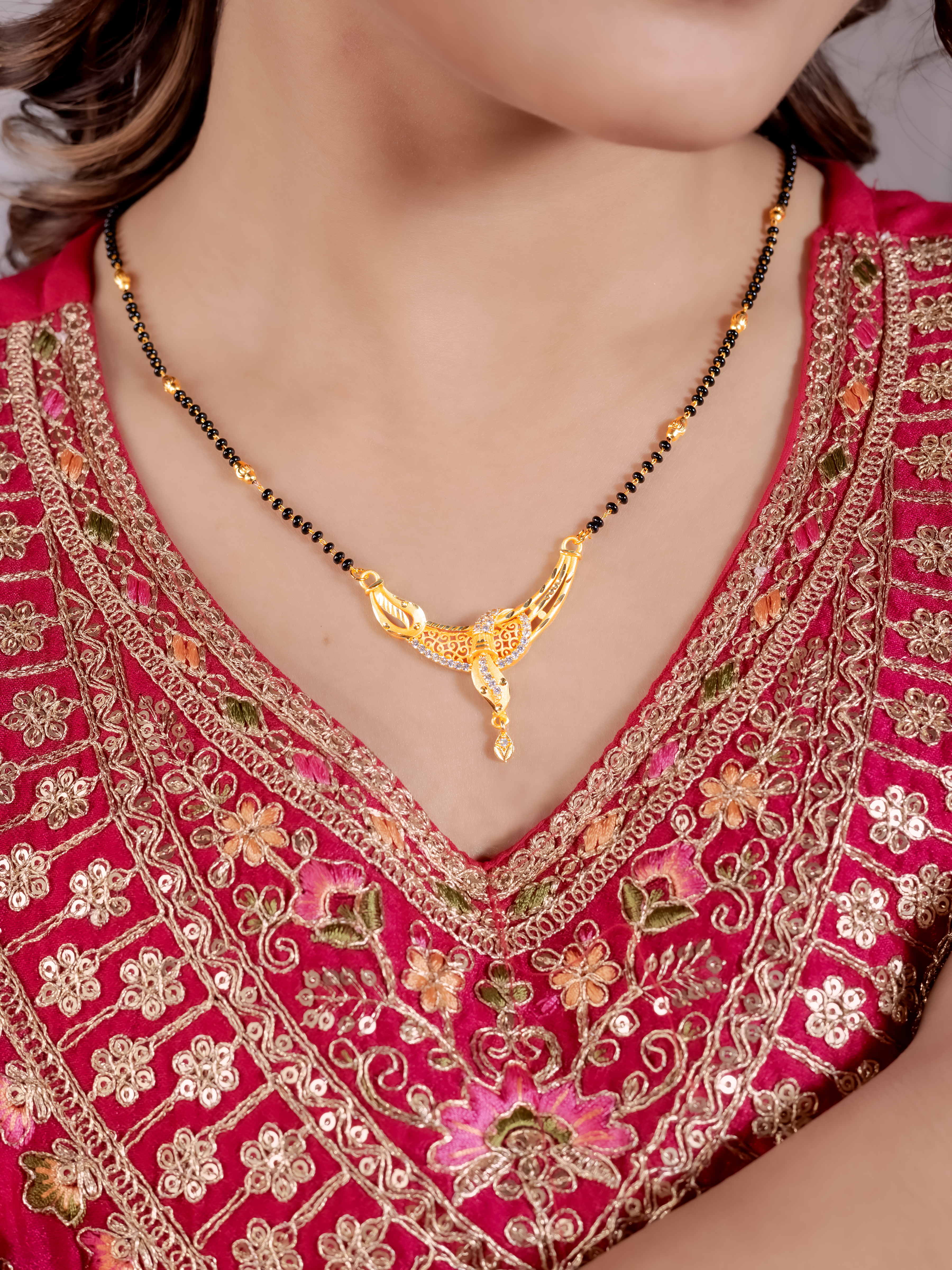 Traditional Indian Mangalsutra with Stone Pendant