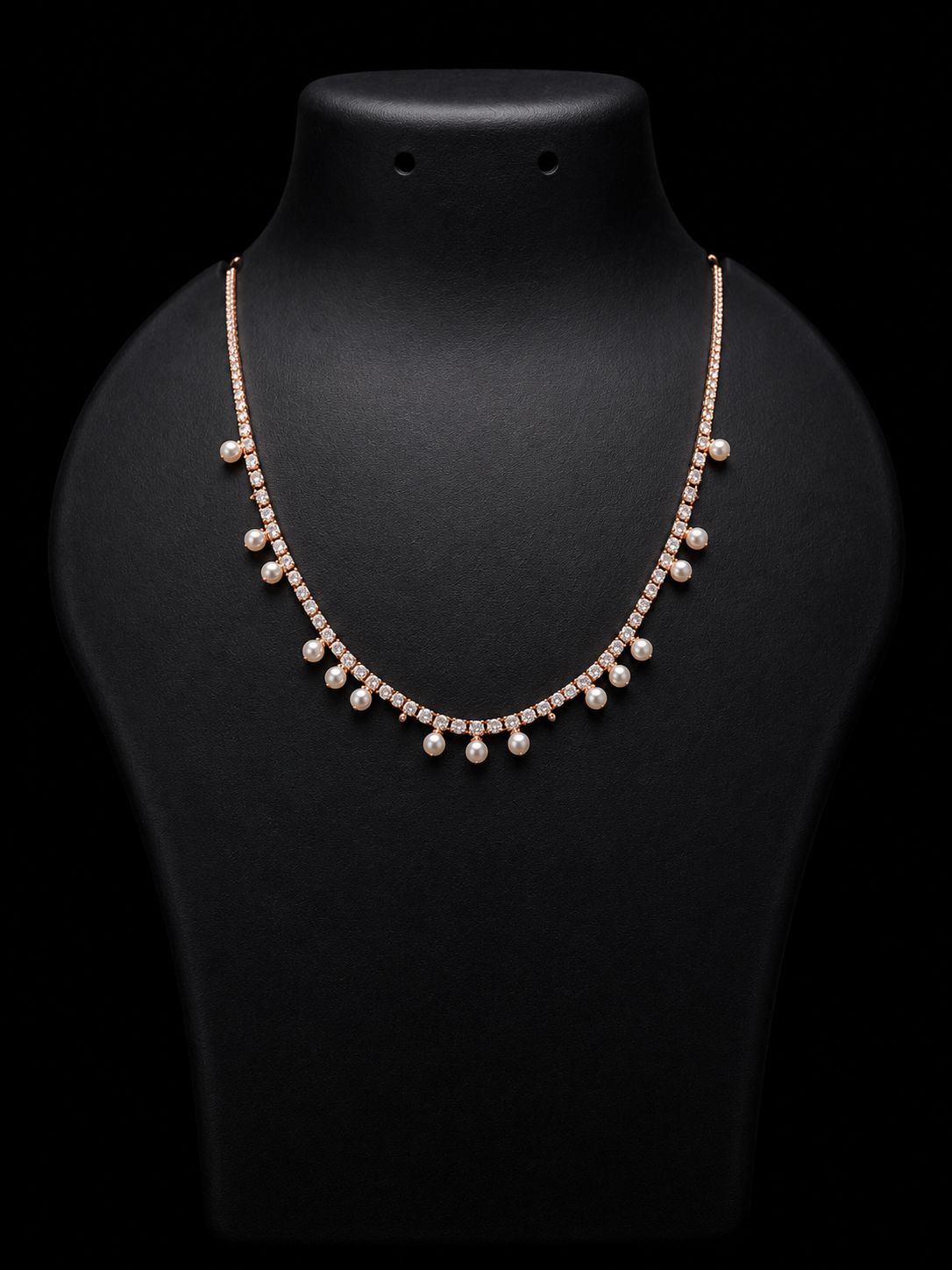 Rose Gold CZ Pearl Drop Tanmaniya