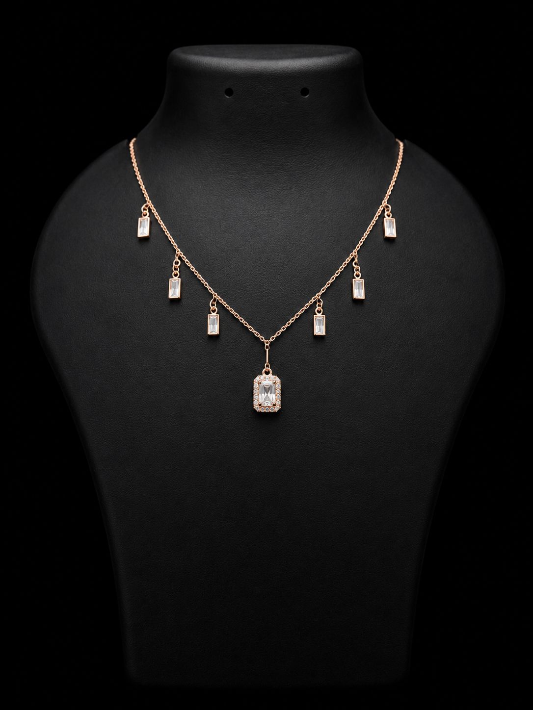 Rose Gold CZ Rectangle Charm Tanmaniya
