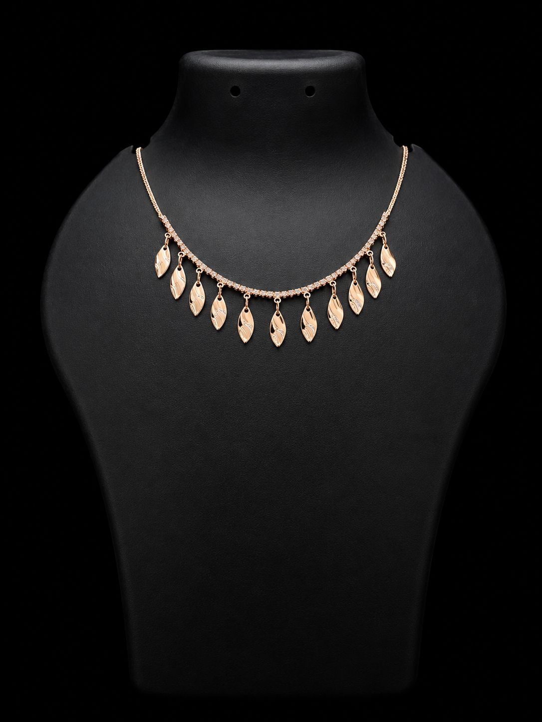 Rose Gold CZ Leaf Charm Tanmaniya