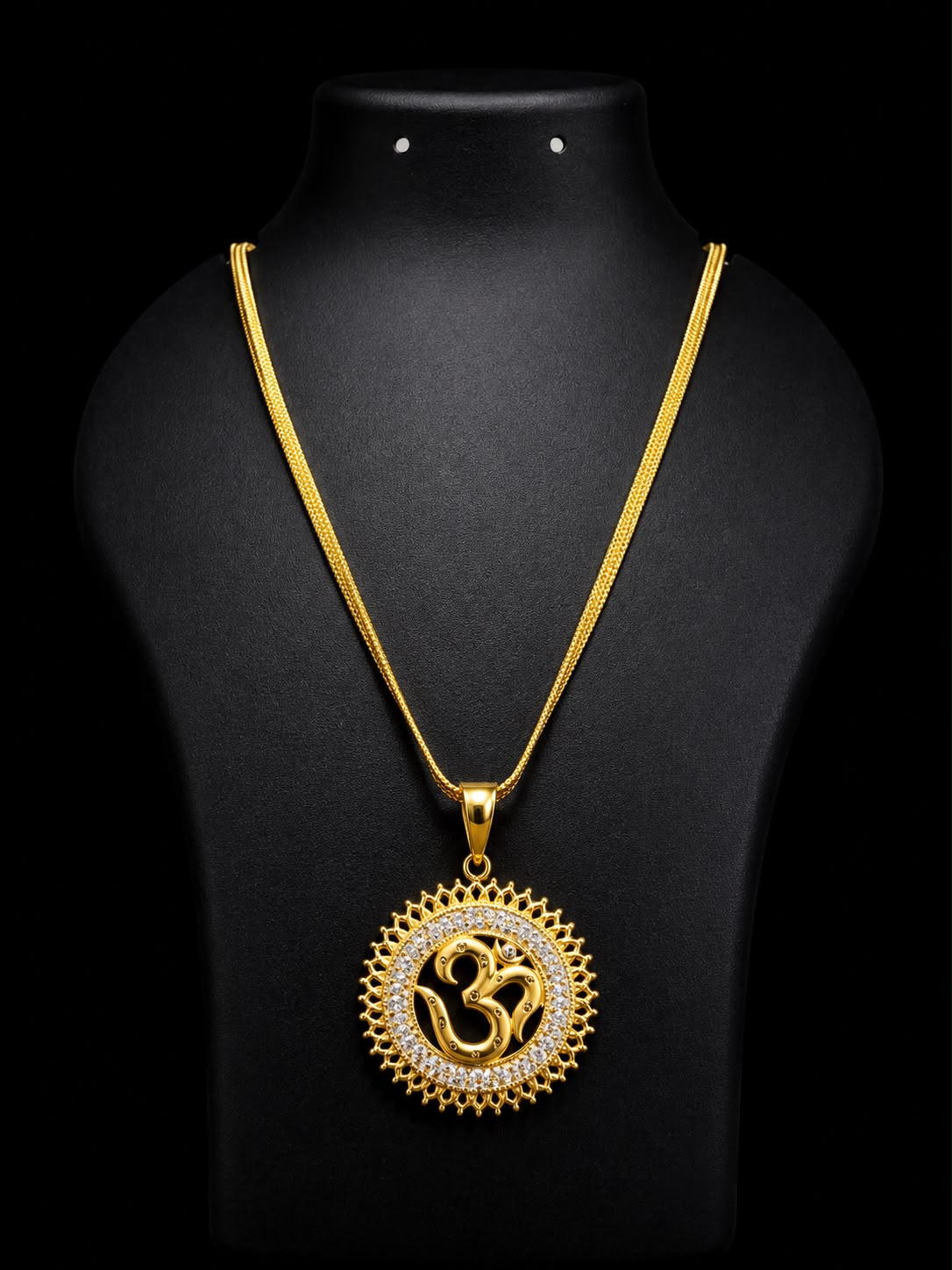 🕉️ Divine Om Pendant with Premium Gold Finish Chain